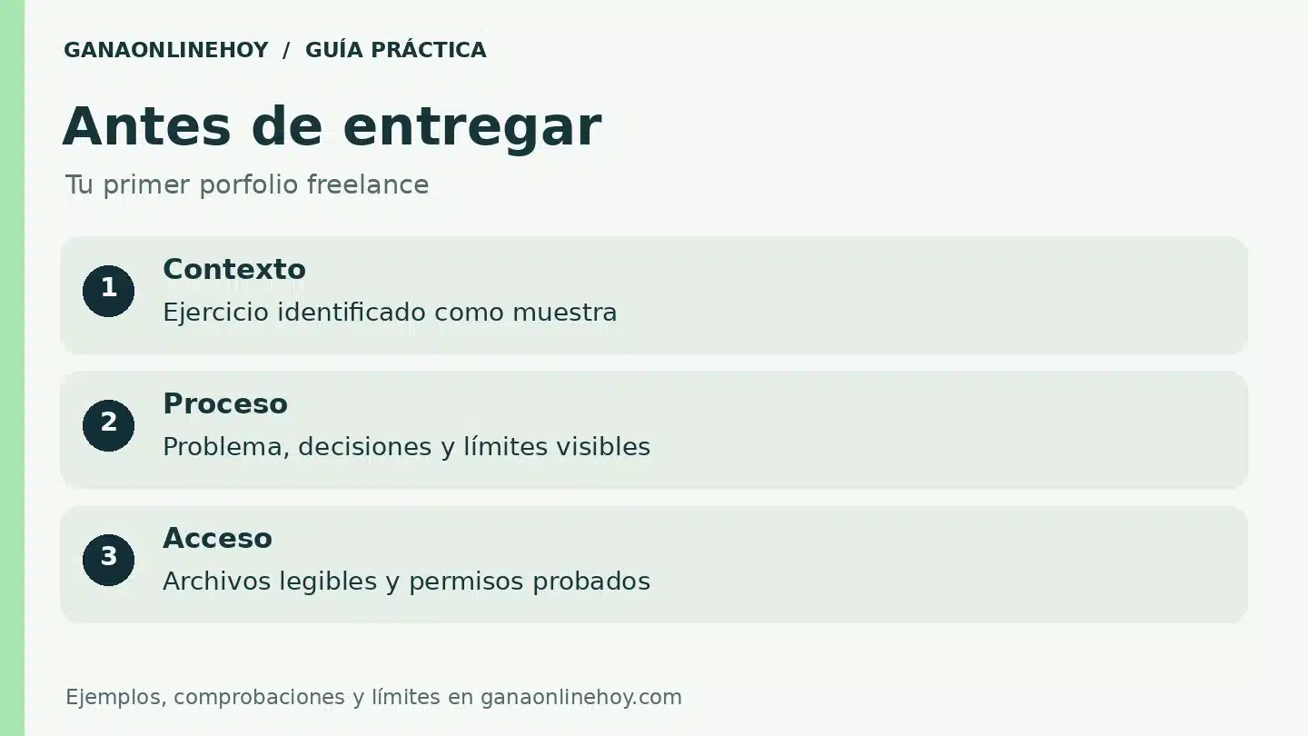 Lista de revisión para tu primer porfolio freelance: contexto, proceso, acceso.